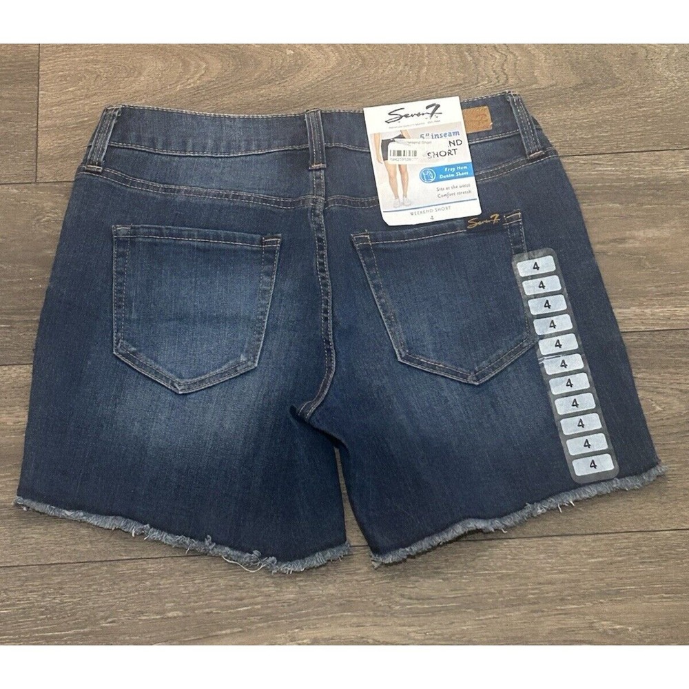 Seven7 Women's 5" Fray Hem Denim Weekend Short | Curious Color Size 4 Adult - Picture 4 of 9